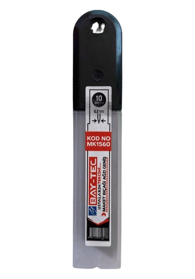 Bay-tec Maket Bıcağı Ucu Yedek Mk1560, Geniş Ağız, 1 Tüp 10 Adet Uç , 18mm Genişlik, 0,5mm Kalınlık