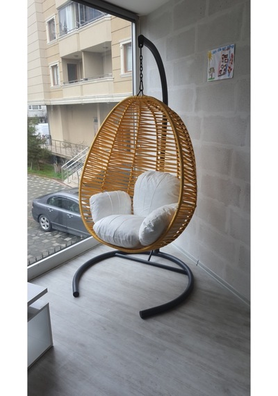 Tezdoor Salıncak, Tek Kişilik Sarı Renk Salıncak, Bahçe-balkon Salıncağı Yastık Hediye
