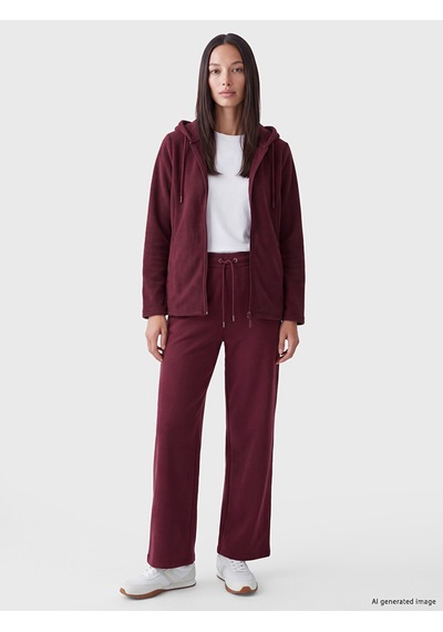 Lcw Everyday Bordo Kapüşonlu Kadın Polar Hırka