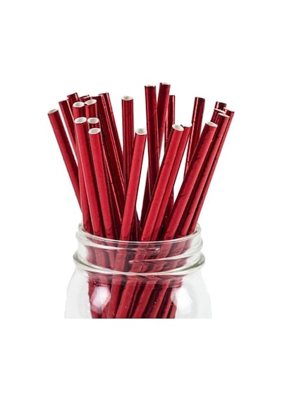 Tinky Winky Kağıt Pipet 20 Cm - 06mm. Parlak Kırmızı / 25 Adet Kırmızı Diğer