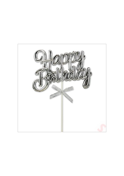 Happy Birthday Pasta Süsü, 23cm X 12,5cm - Gümüş
