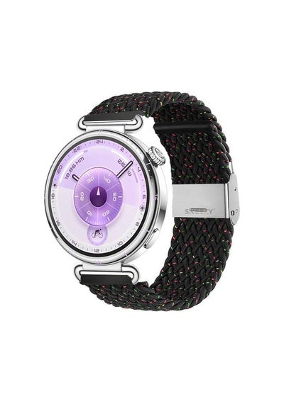Sneezy Huawei Watch Gt6 41mm İle Uyumlu Metal Klips Solo Fiberlink Kumaş Örgü Kordon