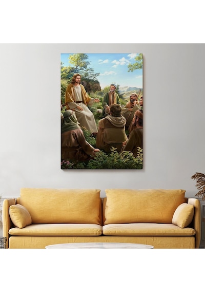 Es10 İsa Mesih Havarilerine Ders Veriyor, Hristiyan Hediye Tablosu Jesus Christ -6382 (35 x 50)