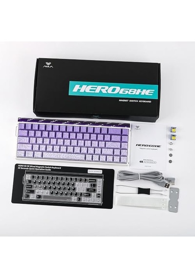 Hero 68 He Manyetik Klavye Trigger Dragon Switch 8000hz Rgb Neon Tkl Hot Swap Oyuncu Klavyesi Mor