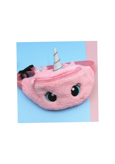 Peluş Unicorn Tasarımlı Çocuk Bel Ve Göğüs Çantası / Sevimli Figürlü Çapraz Çanta