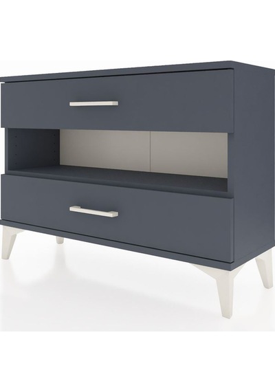 Arges Şifonyer Tek Raflı 2 Çekmeceli 88x30x64 Antrasit-antrasit Antrasit