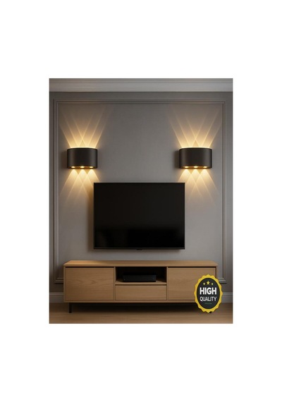 Bs Light Schuar 8011 Haiti Aplik 3+3 Dekoratif Çift Yönlü Aplik 10w 3200k Sarı Elektrikli Pil İle Çalışmaz Siyah