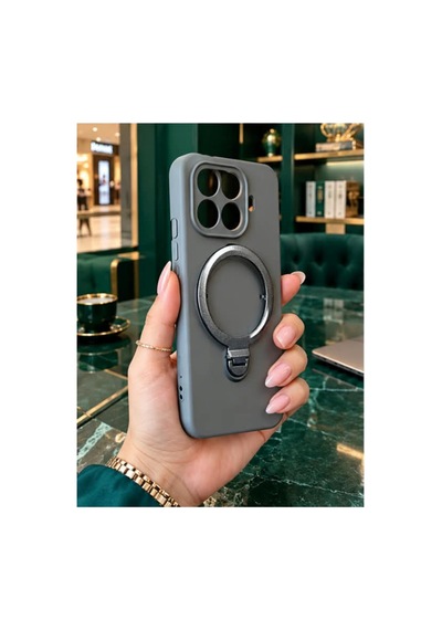 Mi 15 T Pro İle Uyumlu 360 Derece Dönebilen Kalın Metal Magsafe Halka Stantlı İçi Kadife Korumalı Ultra Lüx Premium Silikon Kılıf Gri Mi 15 T Pro İle Uyumlu 360 Derece Dönebilen Kalın Metal Magsafe Halka Stantlı İçi Kadife Korumalı Ultra Lüx Premium Silikon Kılıf Gri