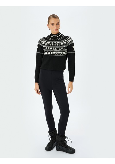 Koton Slim Fit İçi Polarlı Fuzo Kayak Taytı Siyah 5wak80101ek Siyah SiYAH