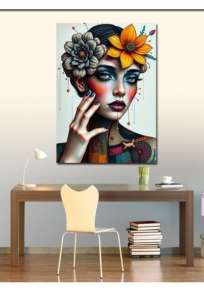 Kanvas Tablo Çiçekli Modern Kadın 50cmx70cm