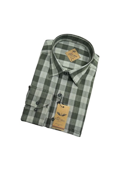 Eren Style Linen Keten Klasik %100 Cotton Uzun Kollu Terletmeyen Gömlek Yeşil