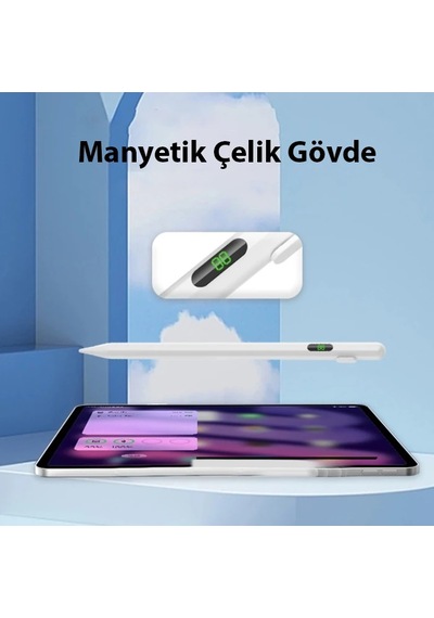 Ally K-2268 Dijital Göstergeli Universal Kapasitif Stylus Apple Uyumlu iPad Tablet Dokunmatik Kalem- 5775 Renkli