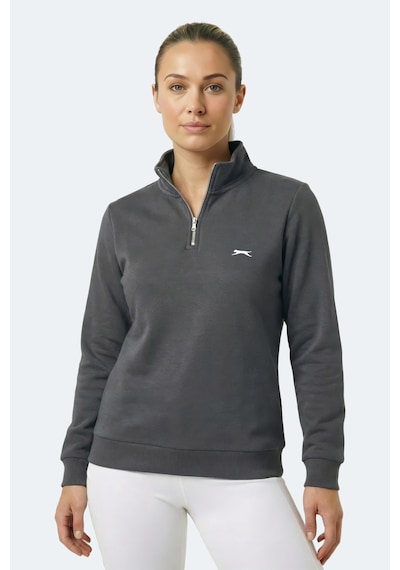 Slazenger Maxıs I Kadın Dik Yaka Fermuarlı Gri Sweatshırt Gri