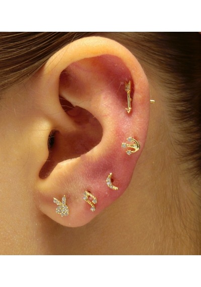 14 Ayar Altın Piercing Tragus Küpe 25114-t009