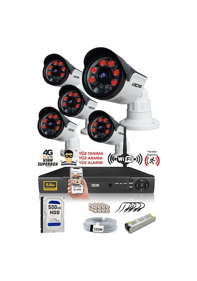IDS DS-2015HD-SET5-500-ARRAY 5 Kameralı 1080P Full HD 5 MP Sony Lensli Kamera Seti - 2015