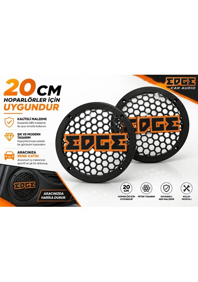 Edge 20cm Hoparlör Kapağı - Edge Logolu Kaliteli Plastik Midrange Hoparlör Kapak 20 Cm - 2 Adet
