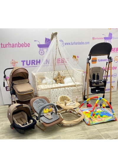 Yeni Doğan Çeyiz Seti Bebek Arabası + Anne Yanı Beşik + Yürüteç +salıncak+ Ana Dizi Altın Yeni Doğan Çeyiz Seti Bebek Arabası + Anne Yanı Beşik + Yürüteç +salıncak+ Ana Dizi Altın