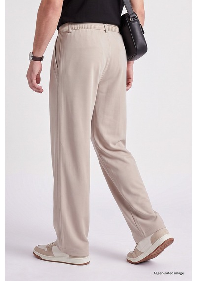 TOMMYLIFE Bej Rahat Form Erkek Palazzo Pantolon - 82199