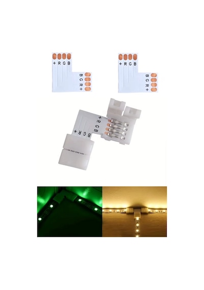 Rgb Şerit Led Birleştirme Aparatı L Tipi Birleştirme Konnektörü 5 Adet