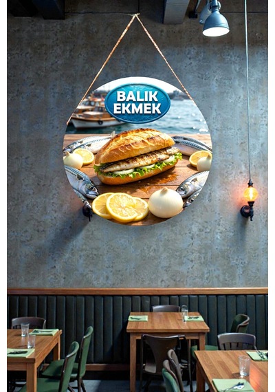 Balık Temalı İpli Ahşap Kapı Duvar Süsü, Balık Restoranı Dükkanı Tablo Dekoru
