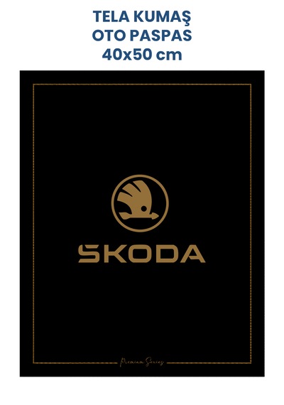 Tela Kumaş Suya Dayanıklı 40x50cm Skoda 50adet Oto Paspas Siyah Altın Rengi Baskı Kağıt Değil