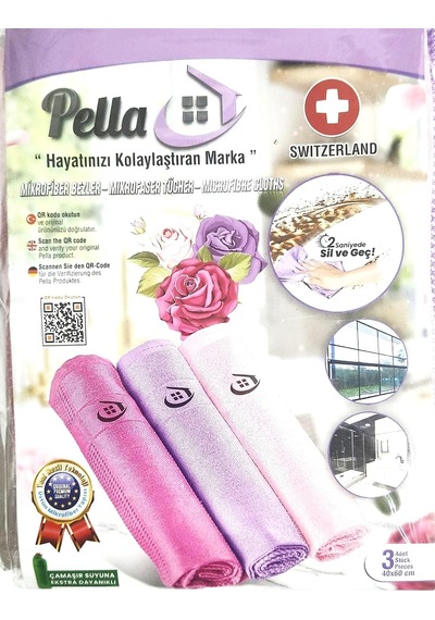 Pella- Orijinal Pella- Mikrofiber Temizlik Bezi 3'lü Paket Lila,pembe,koyu Pembe Belirtilmemiş