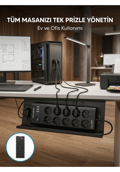 Usb Ve Type-c Şarj Özellikli 10'lu Çoklu Priz - Lisinya Diğer