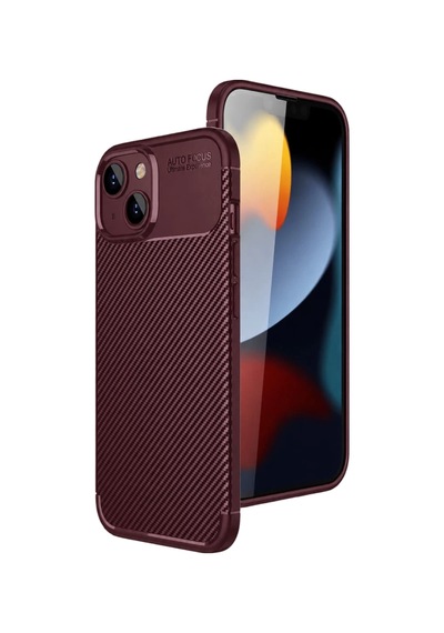 Apple Apple iPhone Uyumlu 14 Kılıf Auto Focus Karbon Kapak - Bordo