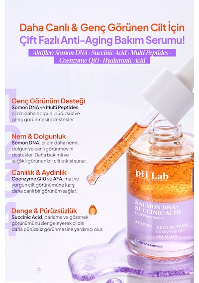 Phlab Çift Fazlı Somon Dna + Succinic Acid Nemlendirici Anti-aging Bakım Serumu