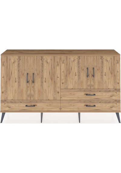 Arges Konsol 5 Raflı 3 Çekmeceli 4 Kapaklı 176x30x99 Çam-çam Çam-çam