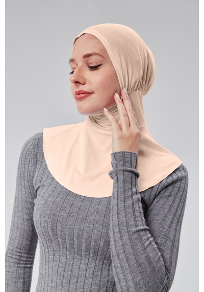 Sonbaharmoda Kadın Pratik Tesettür Sporcu Boyunluklu Hijab Geçmeli Bone Bej