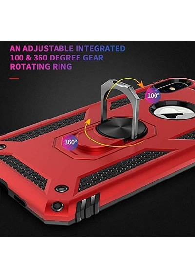 Xs Max İçin Kılıf Military Ring Holder Kırmızı Xs Max İle Uyumlu Kılıf - Kırmızı 50 x 22