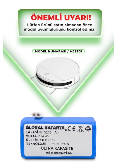 Xiaomi Mop Essential Batarya Mjstg1 3200mah Ultra Kapasite