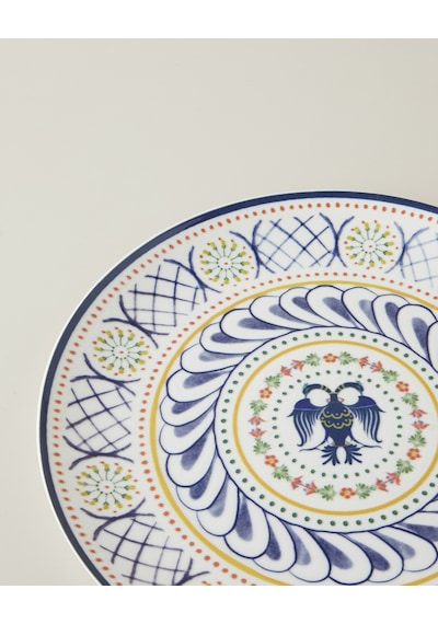 English Home Fiesta Talavera Porselen Servis Tabağı 26 Cm Beyaz - Lacivert