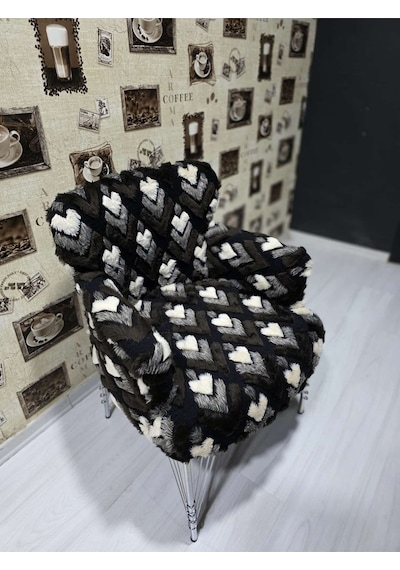 Venqm Kalp Peluş Çay Seti Koltuk Takımı Metal Ayak Metalik