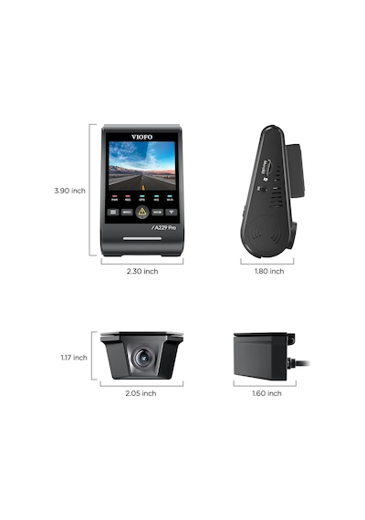 Viofo A229 Pro W 2 Kameralı Ön+arka Su Geçirmez 4k+2k Sony Starvıs 2 Sensör Gps'li Araç Kamerası