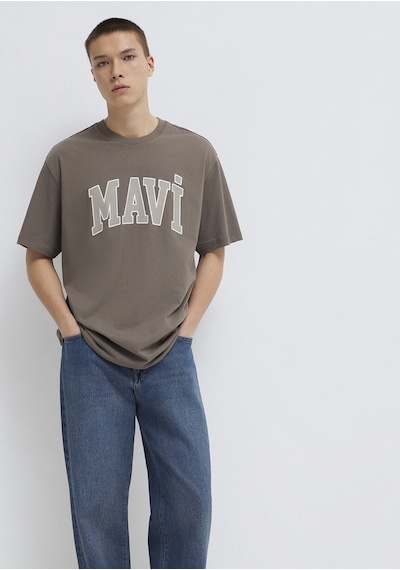 Mavi - Mavi Logo Baskılı Kahverengi Tişört 0611711-91601 Kahverengi