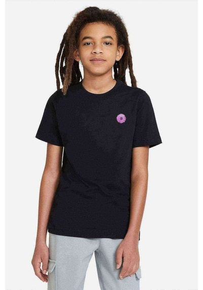Tshirthane Amoled Flower 3 Baskılı Unisex Çocuk Siyah T-Shirt