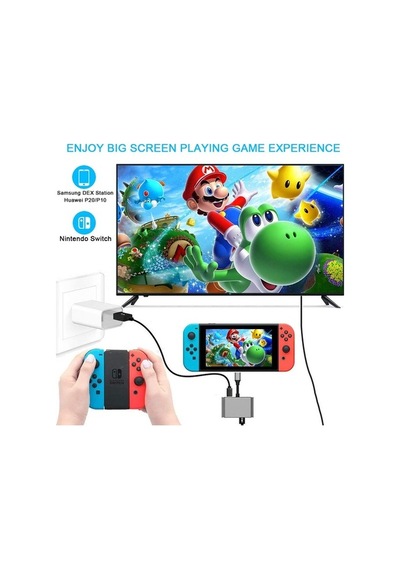 Type-C 4 In 1 4K Hdmı Vga Usb 3.0 Type-C Şarj Girişli Adaptör