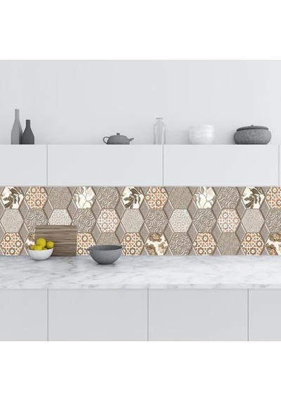 Tezgah Arası Folyo Kaplama Folyosu Altıgen Rustik Desen 60x300 Cm Diğer