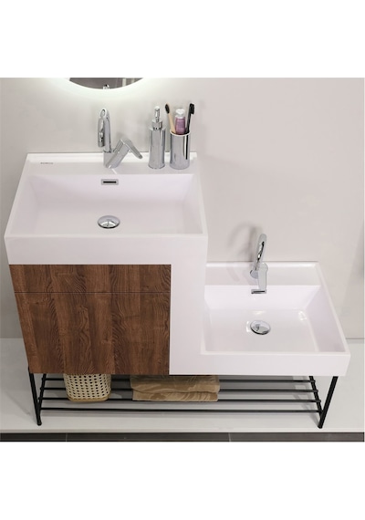 Kobos Up-down 100 Cm Banyo Dolabı Seti New Dark Walnut Ahşap - Beyaz Kobos Up-down 100 Cm Banyo Dolabı Seti New Dark Walnut Ahşap - Beyaz
