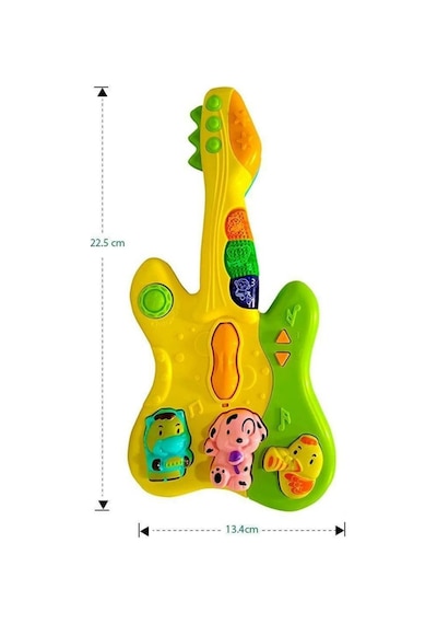 Renkli Mini Bebek Gitar Müzik Aksesuarı - 4 Modlu, Hayvan Ses Efektli Aydınlatmalı Öğretici Çocuk Aktivite Eğlencesi 6 Ay+