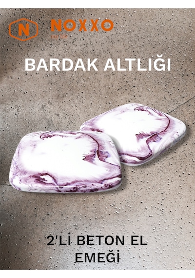 2 Li Beton Bardak Altlığı Betonun Şıklığı El Emeğinin Değeri Lila Lila
