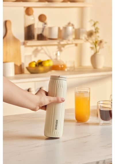 Karaca Rimo Sızdırmaz Çelik Termos 600 Ml Krem Krem