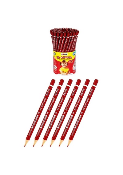 Jumbo Kırmızı Kalem 6 Adet Kırmızı Başlık Kalemi Üçgen Kırmızı Renk Kurşun Kalem İlk Kalemim