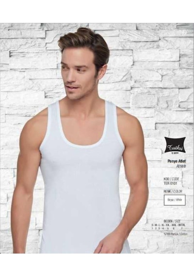 Tutku 0101-8 Erkek Beyaz 6'lı Atlet Beyaz