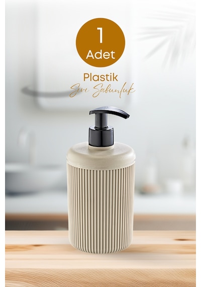 Grimorlife 1 Adet Akrilik Sıvı Sabunluk Mutfak Banyo Sabunluk Seti- 450 Ml Cam Değildir- Bej Bej