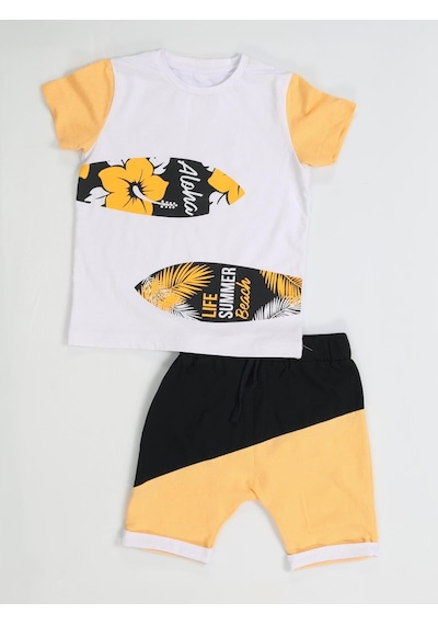 Casabony Surfer Baggy Erkek Çocuk Şort Takım - Sarı