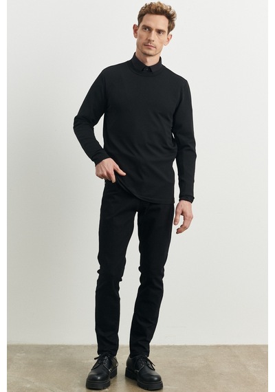AC&Co / Altınyıldız Classics Erkek Siyah Standart Fit Normal Kesim Bisklet Yaka Triko Kazak 4A4923100506SYHXXL Siyah