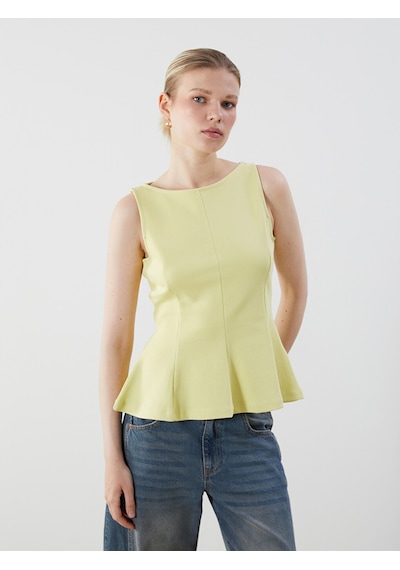 Lcw Vision Yeşil Kayık Yaka Peplum Bluz